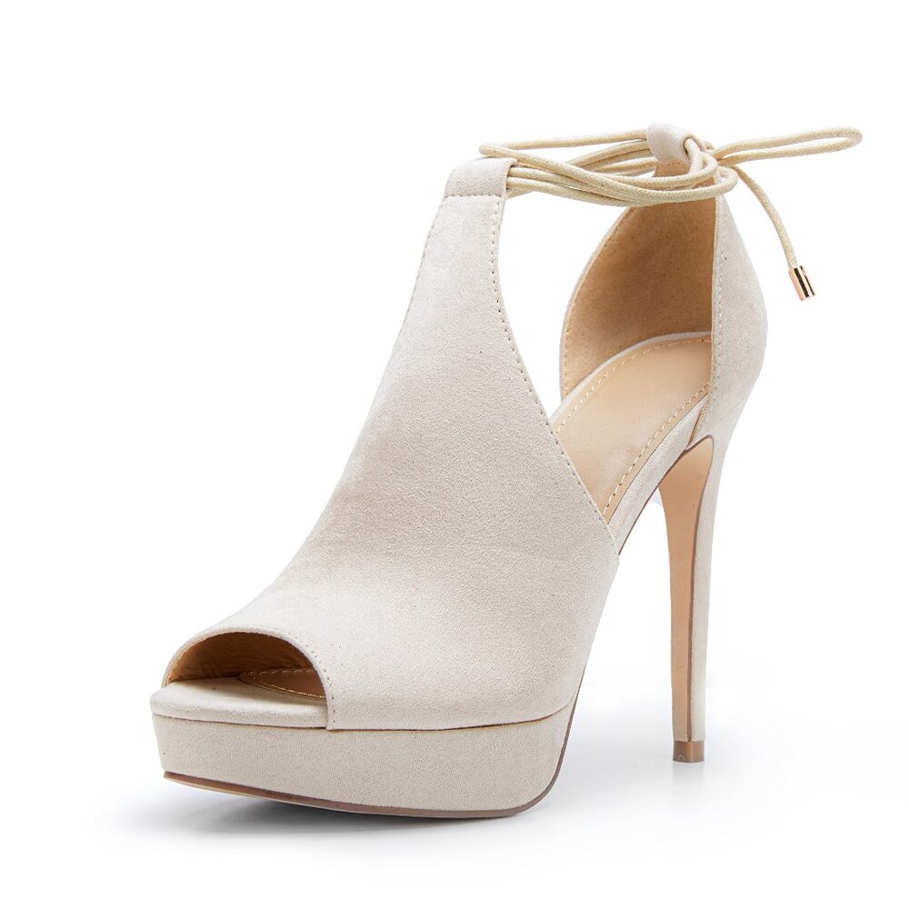 Womens Peep Toe Tie Lace Up Platform High Heels Sexy Stilettos Dress Sandals